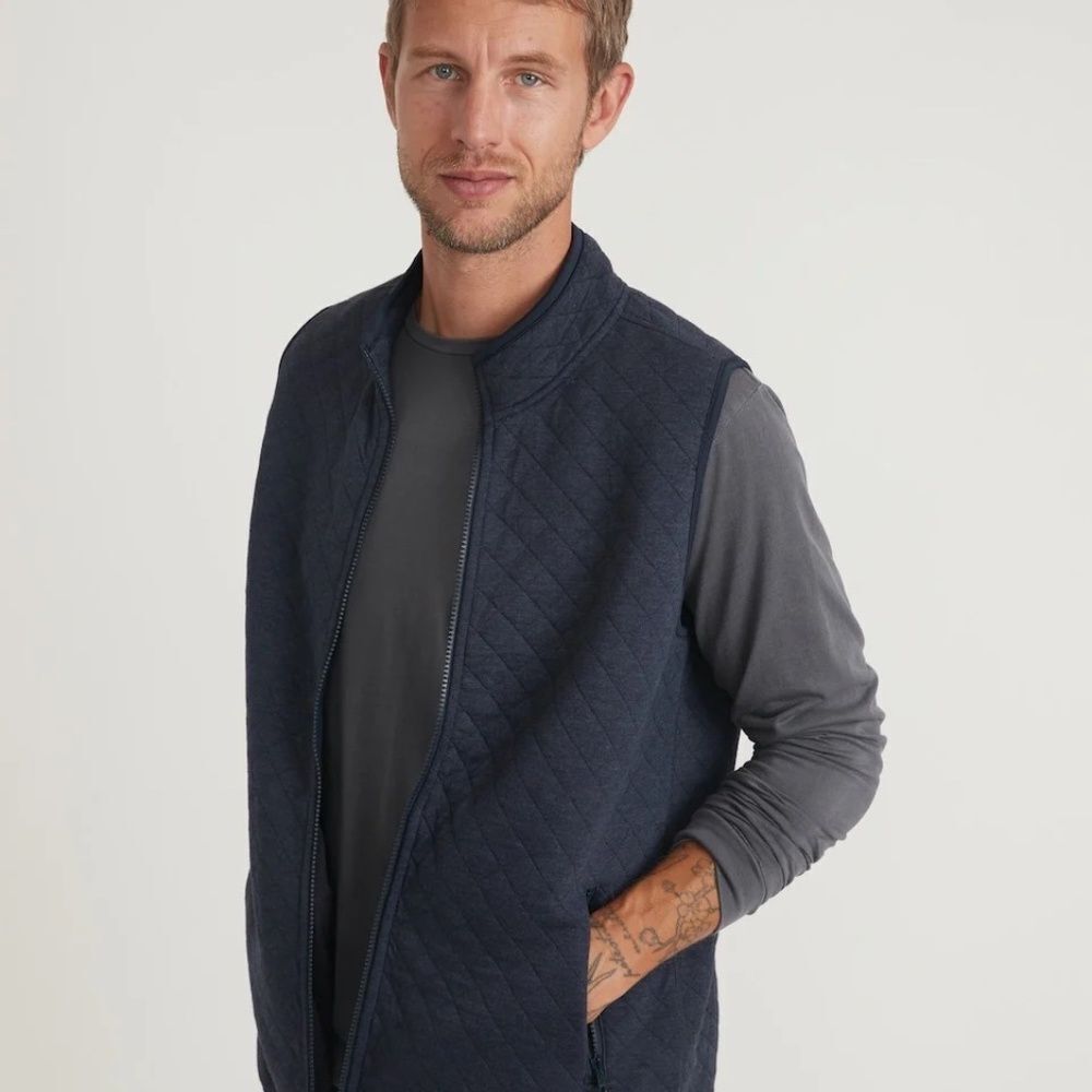 Marine Layer Corbet Vest Full Zip Navy Heather NWT *COMPANY ‎ LOGO*  Sz 2XL